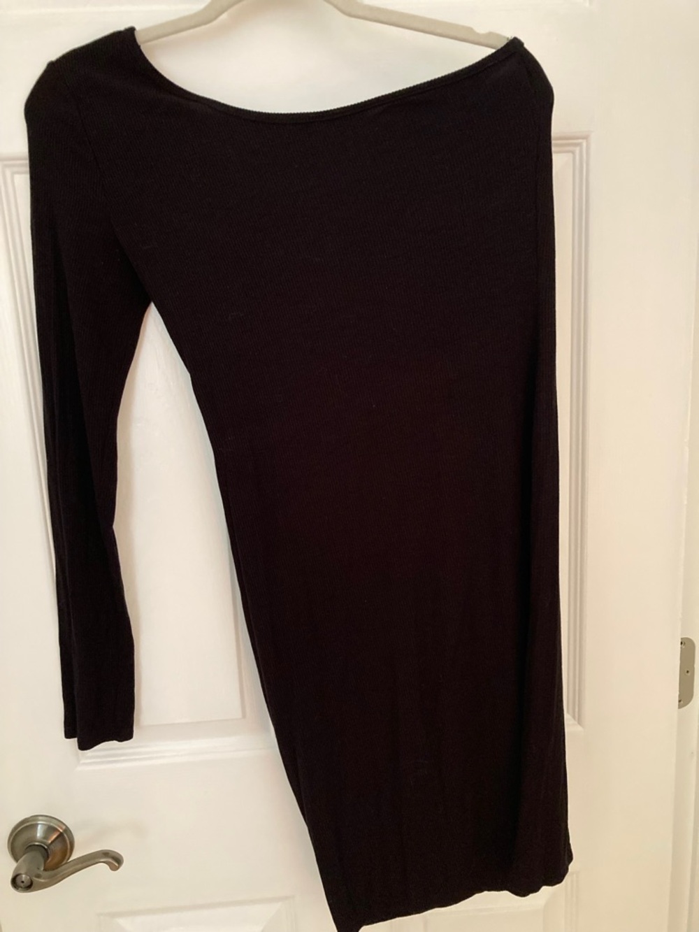One-Shoulder Long Sleeve Dress in Black